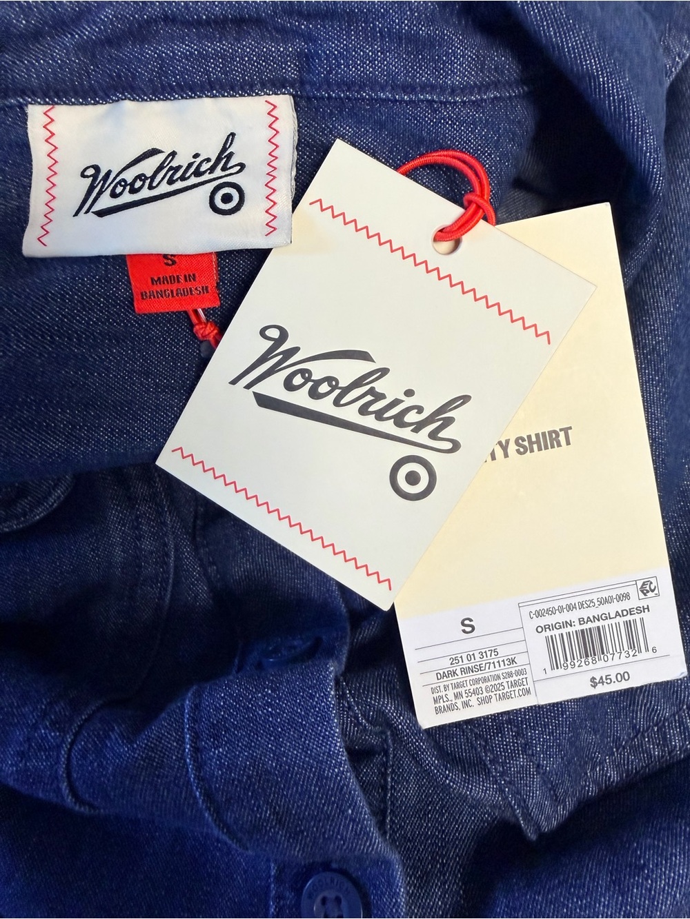 NWT Woolrich Cropped Denim Utility Shirt Jacket Dark Wash 100% Cotton Size Small - Picture 6 of 7